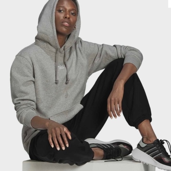 ADIDAS Light Heather Grey Pullover Hoodie Size Small - Picture 2 of 14